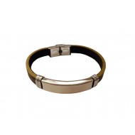 Bratara din piele ecologica, Inox, A4B54