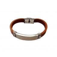Bratara din piele ecologica, Inox, A4B57