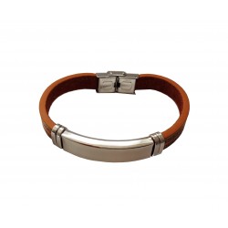 Bratara din piele ecologica, Inox, A4B57