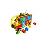 Autobuz din lemn, Potrivirea formelor, 15 piese, MWZ3052 Autobuz din lemn, Potrivirea formelor, 15 piese, MWZ3052