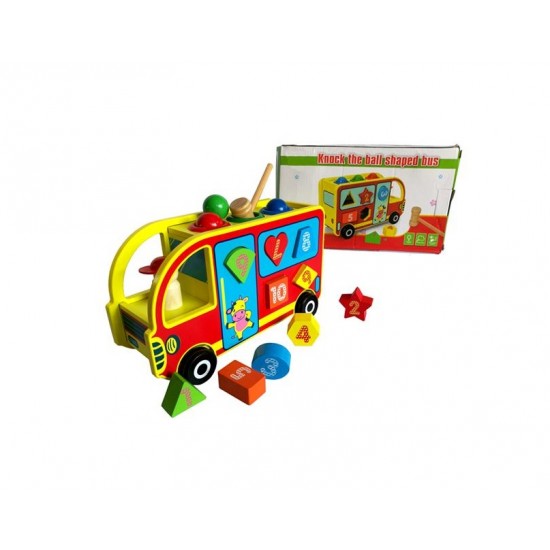 Autobuz din lemn, Potrivirea formelor, 15 piese, MWZ3052