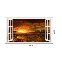 Sticker decorativ, Fereastra 3D, Apus, 85 cm, 227STK