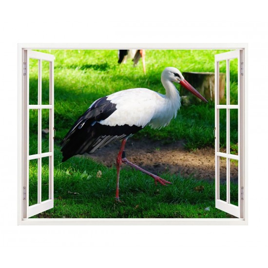 Sticker decorativ, Fereastra 3D, Barza, 85 cm, 270STK