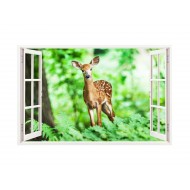 Sticker decorativ, Fereastra 3D, Caprioara, 85 cm, 284STK Sticker decorativ, Fereastra 3D, Caprioara, 85 cm, 284STK