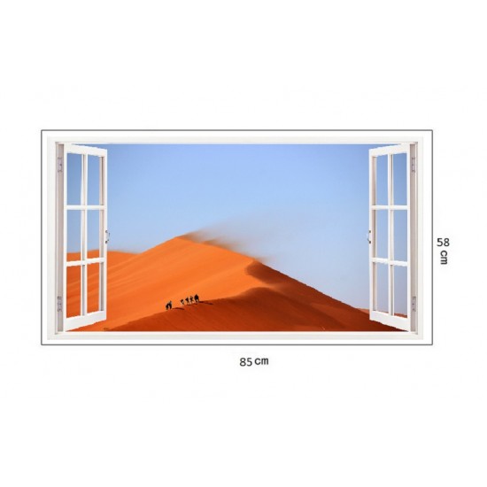 Sticker decorativ, Fereastra 3D, Dune de nisip, 85 cm, 201STK Sticker decorativ, Fereastra 3D, Dune de nisip, 85 cm, 201STK