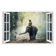 Sticker decorativ, Fereastra 3D, Elefant, 85 cm, 287STK