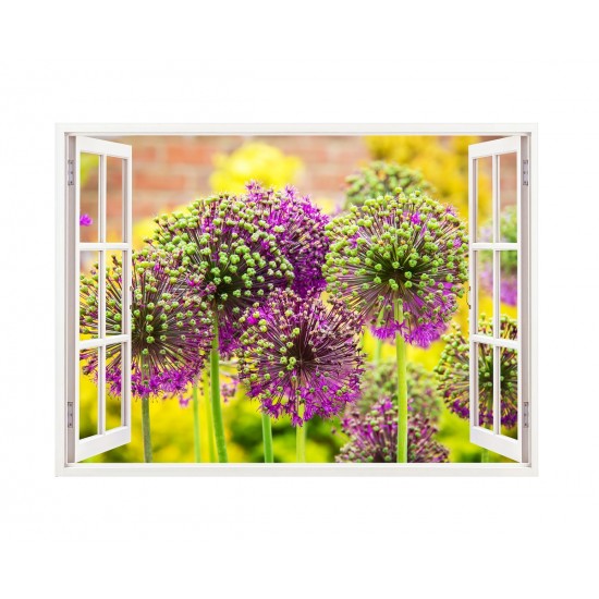 Sticker decorativ, Fereastra 3D, Flori, 85 cm, 278STK