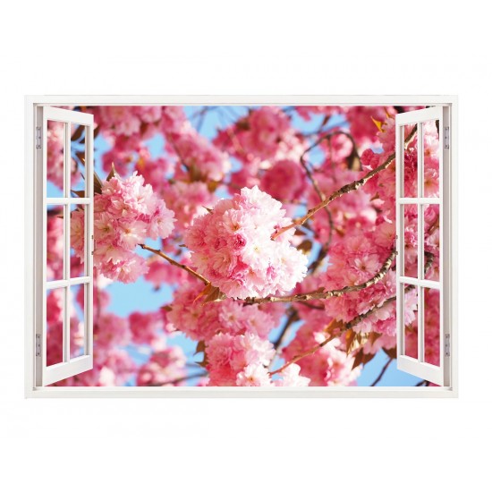 Sticker decorativ, Fereastra 3D, Flori, 85 cm, 305STK Sticker decorativ, Fereastra 3D, Flori, 85 cm, 305STK