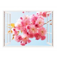 Sticker decorativ, Fereastra 3D, Flori, 85 cm, 306STK