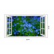 Sticker decorativ, Fereastra 3D, Flori albastre, 85 cm, 245STK