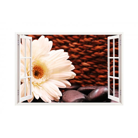 Sticker decorativ, Fereastra 3D, Gerbera, 85 cm, 183STK