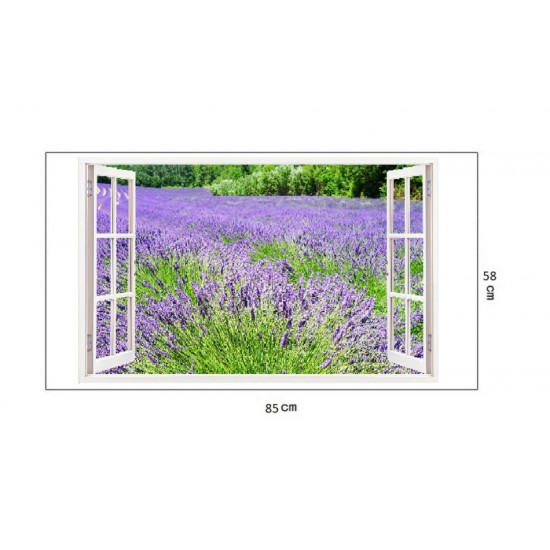 Sticker decorativ, Fereastra 3D, Lavanda, 85 cm, 297STK
