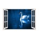Sticker decorativ, Fereastra 3D, Lebada, 85 cm, 325STK