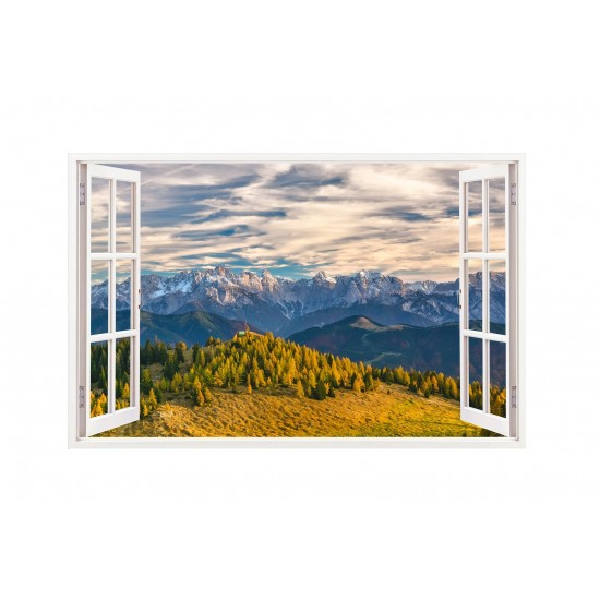 Sticker decorativ, Fereastra 3D, Munte, 85 cm, 258STK