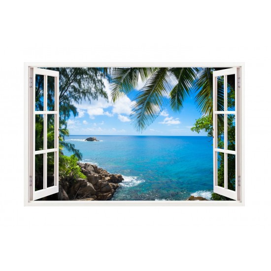 Sticker decorativ, Fereastra 3D, Ocean, 85 cm, 181STK