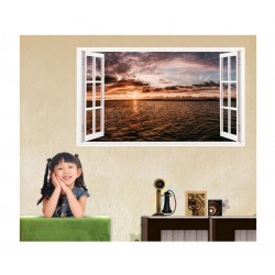Sticker decorativ, Fereastra 3D, Ocean, 85 cm, 335STK