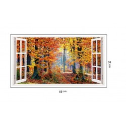 Sticker decorativ, Fereastra 3D, Padure, 85 cm, 253STK