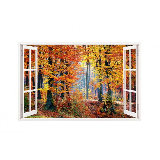 Sticker decorativ, Fereastra 3D, Padure, 85 cm, 253STK