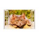Sticker decorativ, Fereastra 3D, Pisica, 85 cm, 300STK