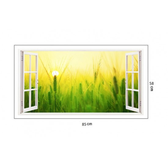 Sticker decorativ, Fereastra 3D Rasarit, 85 cm, 169STK