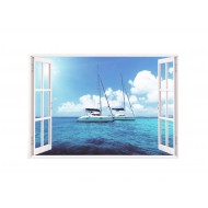 Sticker decorativ, Fereastra 3D ocean, 85 cm, 159STK