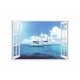 Sticker decorativ, Fereastra 3D ocean, 85 cm, 159STK