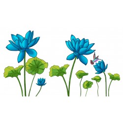 Sticker decorativ, Flori albastre, 150 cm, 396STK