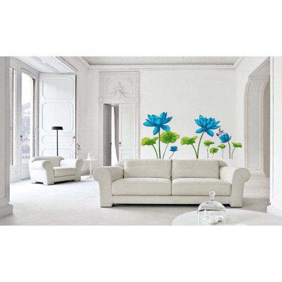 Sticker decorativ, Flori albastre, 150 cm, 396STK