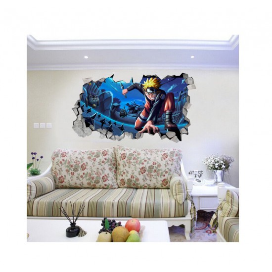 Sticker decorativ, Gaura in perete 3D, Anime, 85 cm, 341STK