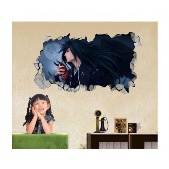 Sticker decorativ, Gaura in perete 3D, Anime, 85 cm, 342STK