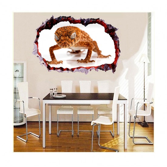 Sticker decorativ, Gaura in perete 3D, Broasca, 85 cm, 392STK