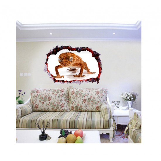 Sticker decorativ, Gaura in perete 3D, Broasca, 85 cm, 392STK