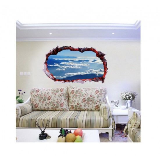 Sticker decorativ, Gaura in perete 3D, Cer, 85 cm, 339STK-1