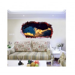 Sticker decorativ, Gaura in perete 3D, Cer, 85 cm, 410STK-1