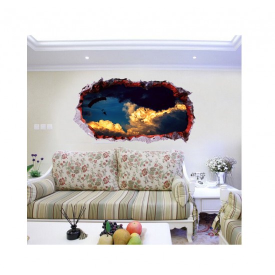 Sticker decorativ, Gaura in perete 3D, Cer, 85 cm, 410STK-1