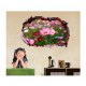 Sticker decorativ, Gaura in perete 3D, Flori, 85 cm, 333STK-1