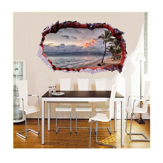 Sticker decorativ, Gaura in perete 3D, Mare, 85 cm, 404STK