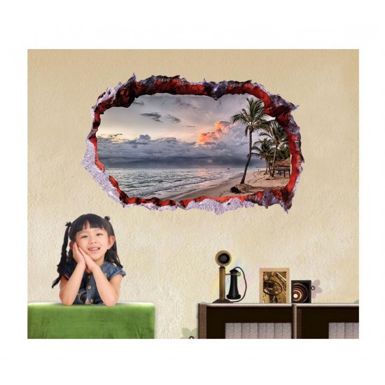 Sticker decorativ, Gaura in perete 3D, Mare, 85 cm, 404STK