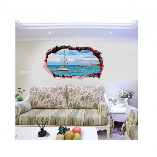 Sticker decorativ, Gaura in perete 3D, Mare, 85 cm, 406STK