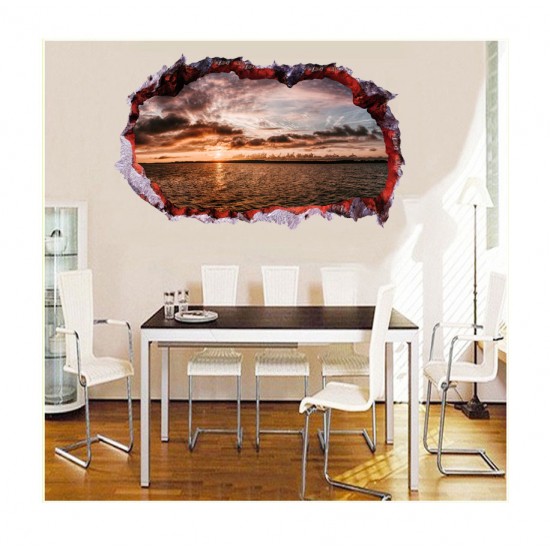 Sticker decorativ, Gaura in perete 3D, Ocean, 85 cm, 335STK-1