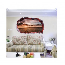 Sticker decorativ, Gaura in perete 3D, Ocean, 85 cm, 335STK-1