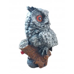 Bufnita asezata pe un trunchi de copac, Gri, 35 cm, JJ2428