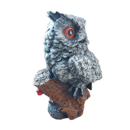 Bufnita asezata pe un trunchi de copac, Gri, 35 cm, JJ2428 Bufnita asezata pe un trunchi de copac, Gri, 35 cm, JJ2428