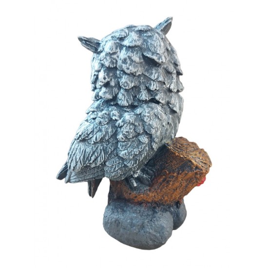 Bufnita asezata pe un trunchi de copac, Gri, 35 cm, JJ2428 Bufnita asezata pe un trunchi de copac, Gri, 35 cm, JJ2428