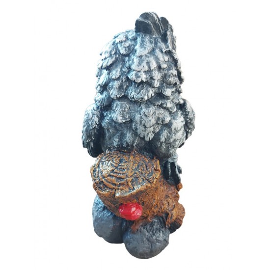 Bufnita asezata pe un trunchi de copac, Gri, 35 cm, JJ2428 Bufnita asezata pe un trunchi de copac, Gri, 35 cm, JJ2428