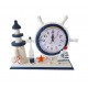 Ceas decorativ, Timona cu far si ancora, Albastru, 26 cm, K919A-1
