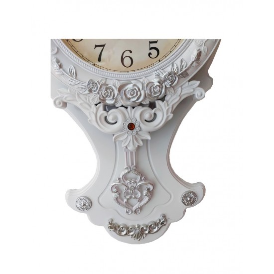 Ceas de perete cu pendul, Flowers, Silentios, 70 cm,  T2503