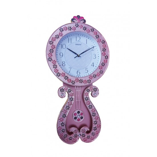 Ceas de perete cu pendul, Princess pink, 59 cm, RK36PND