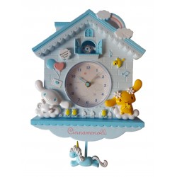 Ceas de perete cu pendul  in forma de Casuta pentru copii, Albastru, 30 cm, MHT620