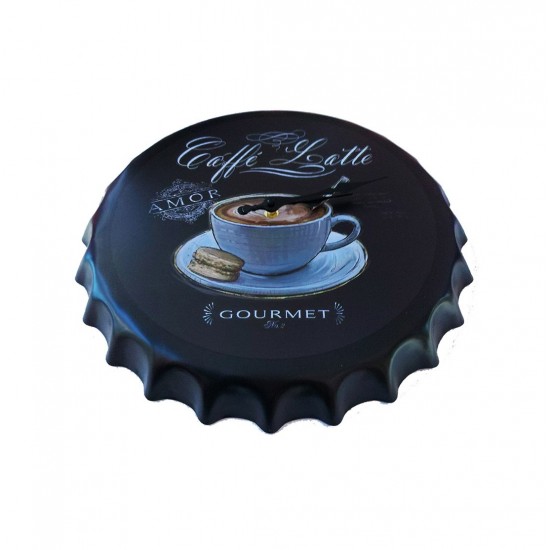 Ceas de perete in forma de capac de bere, Coffe latte, Metal, 40 cm, 540925X Ceas de perete in forma de capac de bere, Coffe latte, Metal, 40 cm, 540925X